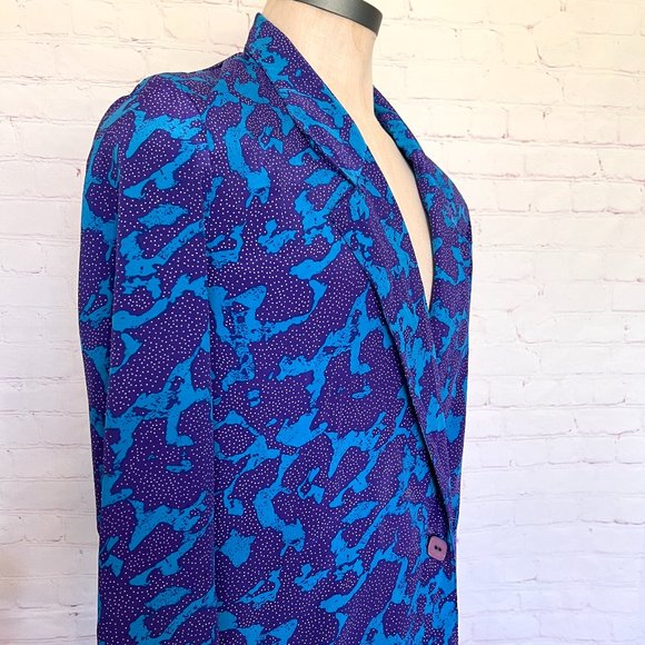 90's Funky Purple & Turquoise Lightweight Blazer - Size 16/Large - Picture 6 of 10